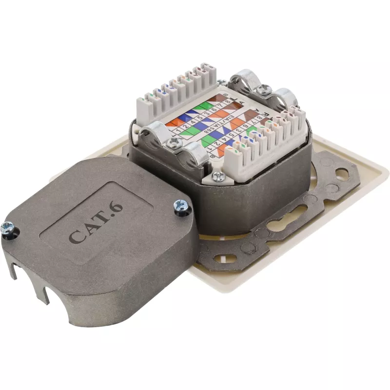 Sieninė lizdo dėžutė InLine Cat.6 2x RJ45 horizontali – paviršinis arba įleidžiamas montavimas