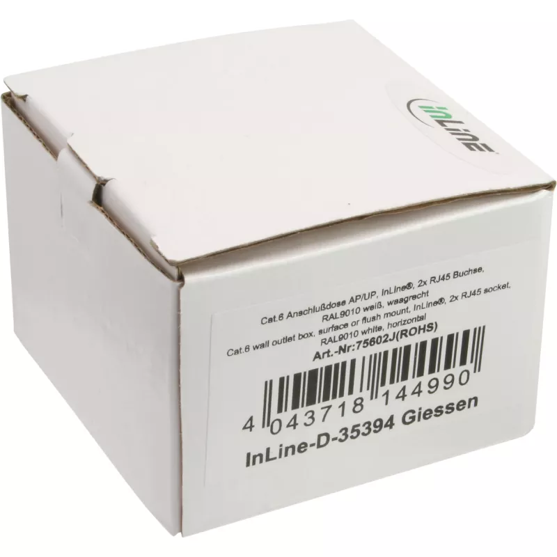 Sieninė lizdo dėžutė InLine Cat.6 2x RJ45 horizontali – paviršinis arba įleidžiamas montavimas