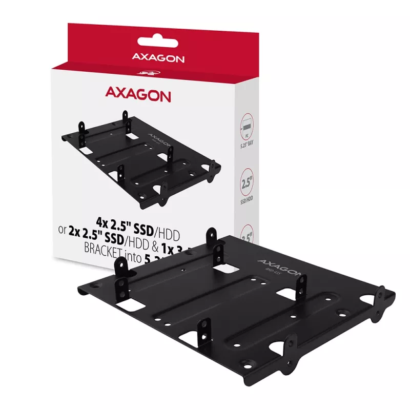 Axagon RHD-435 metalinis laikiklis 4x 2,5 colio arba 2x 2,5 colio HDD/SSD ir 1x 3,5 colio HDD į 5,25 colio lizdą