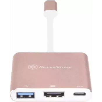 USB-C į HDMI vaizdo adapteris SILVERSTONE EP08 (USB‑C 3.1, HDMI) Rožinis