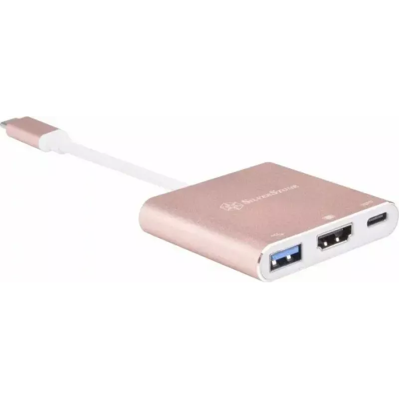 USB-C į HDMI vaizdo adapteris SILVERSTONE EP08 (USB‑C 3.1, HDMI) Rožinis