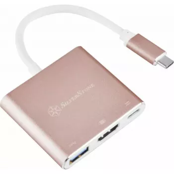 USB-C į HDMI vaizdo adapteris SILVERSTONE EP08 (USB‑C 3.1, HDMI) Rožinis