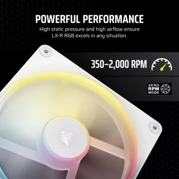 CORSAIR iCUE LINK LX140-R RGB 140 mm PWM Reverse Ventiliatoriaus pradžios rinkinys - Baltas