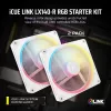 CORSAIR iCUE LINK LX140-R RGB 140 mm PWM Reverse Ventiliatoriaus pradžios rinkinys - Baltas