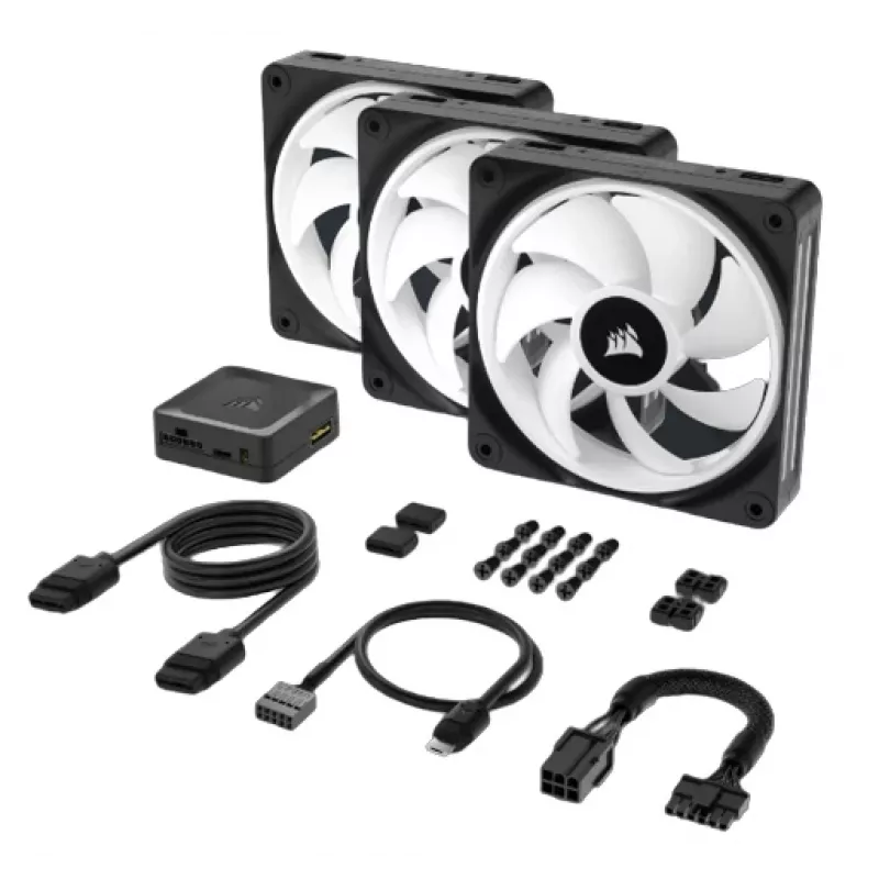CORSAIR iCUE LINK QX120 RGB 120 mm ventiliatorių rinkinys su System Hub