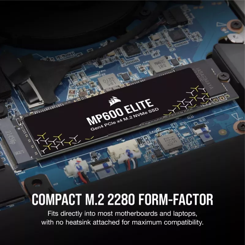 Corsair MP600 Elite CSSD-F1000GBMP600ENH SSD diskas, 1 TB, M.2 2280, PCIe 4.0 x4 NVMe, 3D TLC, 256 bitų AES šifravimas