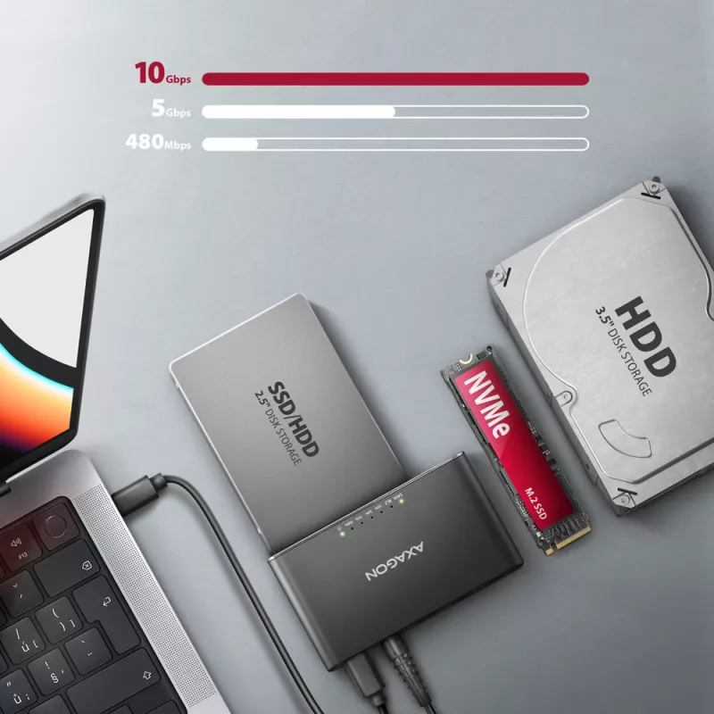 Universalus adapteris Clone Master USB-C Axagon ADSA-CC NVMe M.2 SSD ir SATA HDD