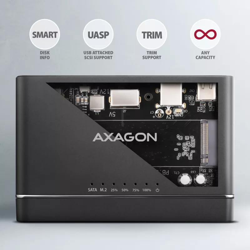 Universalus adapteris Clone Master USB-C Axagon ADSA-CC NVMe M.2 SSD ir SATA HDD
