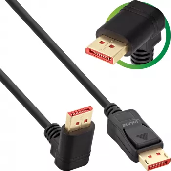 InLine DisplayPort 1.4 laidas, 8K4K, kampu į viršų, juodas/auksinis, 2m