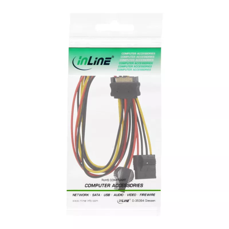 InLine SATA maitinimo Y-kabelis 1 IN du OUT, 0,03 m
