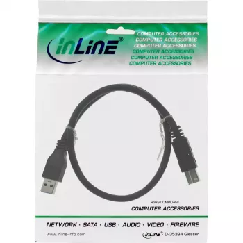 USB 3.2 Gen.1 laidas, A tipo kištukas / B tipo kištukas, InLine 35320, 2 m, juodas