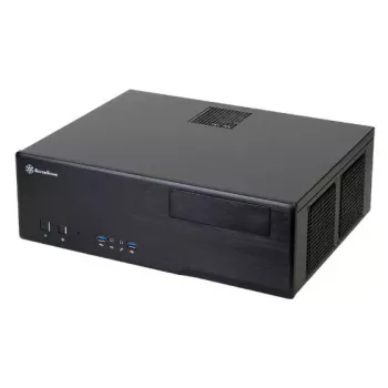 Korpusas SILVERSTONE Grandia GD05 HTPC juodas – Mini-ITX/DTX/Micro-ATX, 2×3.5 colio + 2×2.5 colio, 1×5.25 colio, 3×120 mm šoniniai ventiliatoriai, USB 3.0