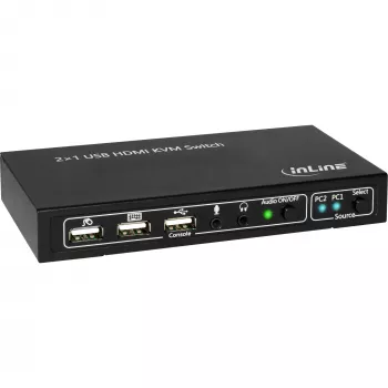 InLine 2x1 HDMI KVM jungiklis, 2x1, HDMI 4K2K, USB 2.0 šakotuvas, su garsu