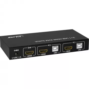 InLine 2x1 HDMI KVM jungiklis, 2x1, HDMI 4K2K, USB 2.0 šakotuvas, su garsu
