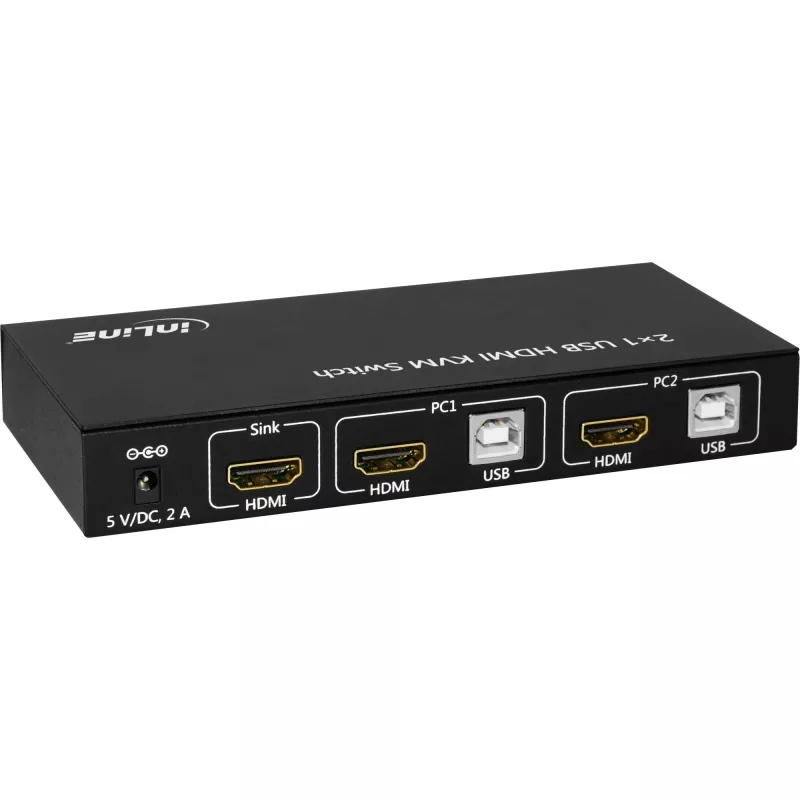 InLine 2x1 HDMI KVM jungiklis, 2x1, HDMI 4K2K, USB 2.0 šakotuvas, su garsu