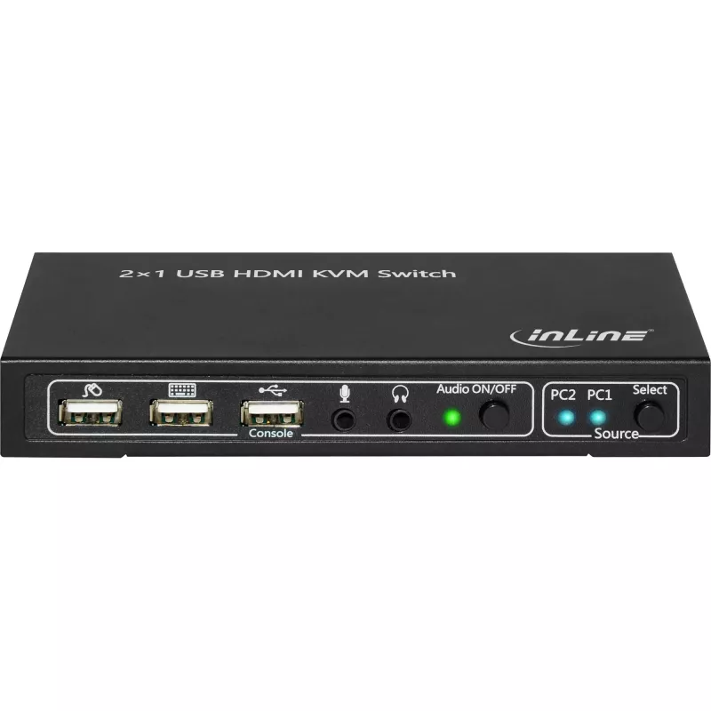 InLine 2x1 HDMI KVM jungiklis, 2x1, HDMI 4K2K, USB 2.0 šakotuvas, su garsu