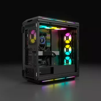 CORSAIR iCUE 5000T RGB vidutinis bokštas – ATX korpusas su RGB apšvietimu ir grūdintu stiklu, juodas