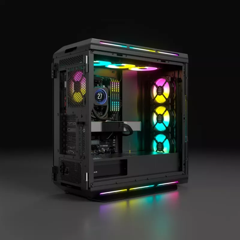 CORSAIR iCUE 5000T RGB vidutinis bokštas – ATX korpusas su RGB apšvietimu ir grūdintu stiklu, juodas