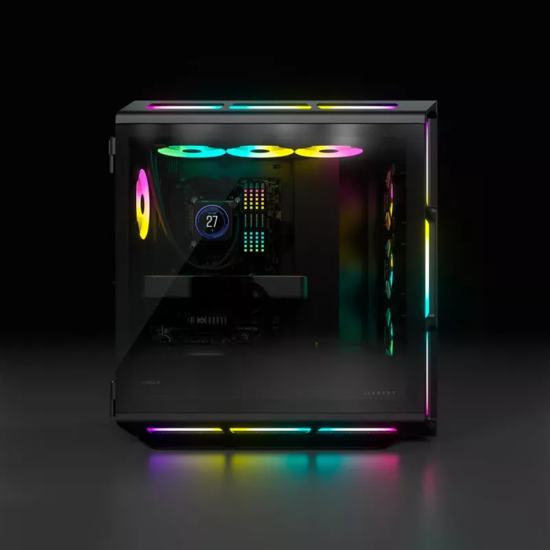 CORSAIR iCUE 5000T RGB vidutinis bokštas – ATX korpusas su RGB apšvietimu ir grūdintu stiklu, juodas
