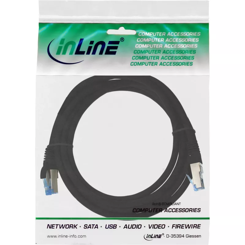 InLine Patch kabelis S/FTP PiMF Cat.6A halogen-free 500MHz juodas 1,5m