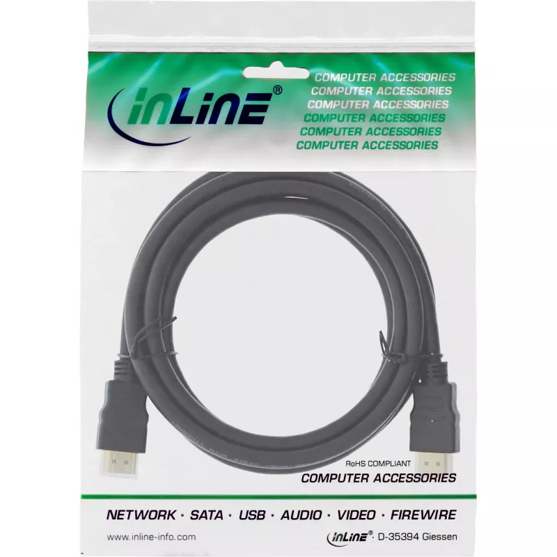 InLine High Speed HDMI laidas su Ethernet Premium 4K2K kištukas / kištukas juodas 1m