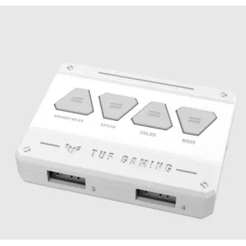 Oro aušintuvas ASUS TUF GAMING TF120 ARGB WHITE EDITION — 3×120 mm ventiliatoriai, 1900 RPM, 29 dB, nuotolinio valdymo pultas