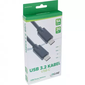 USB 3.2 Gen.2x2 laidas InLine 35701A 1m USB-C kištukas/kištukas juodas