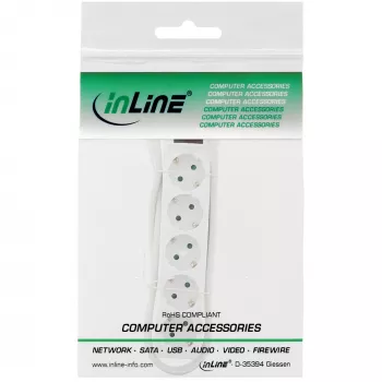 InLine kištukinis lizdas, 5x įžemintas CEE 7/3, baltas, 1,5 m