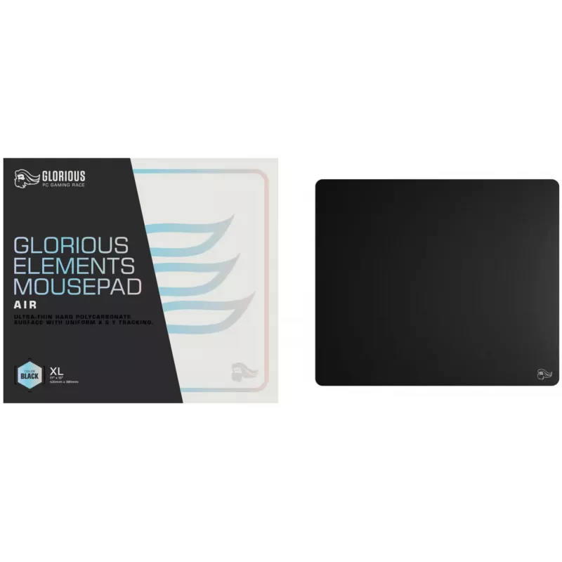 Glorious Gaming Glorious Element Mouse Pad - Air, juodas, vienspalvis, polikarbonatas, neslystanti bazė, žaidimų pelės kilimėlis