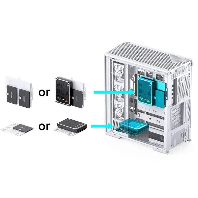 Korpusas Jonsbo D400 Midi Tower ATX grūdintas stiklas - Baltas