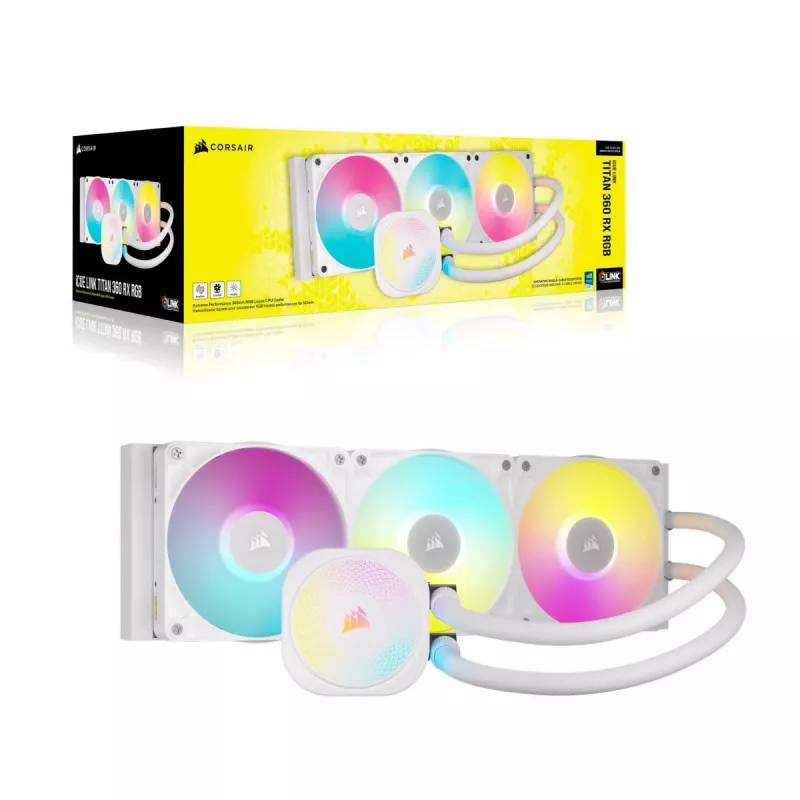 CORSAIR CPU aušintuvas - Icue Link Titan 360 Rx RGB skysčio aušinimo sistema - balta