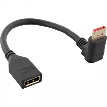 InLine DisplayPort 1.4 adapterio laidas M/F, 8K4K, žemyn kampu, juodas/auksinis