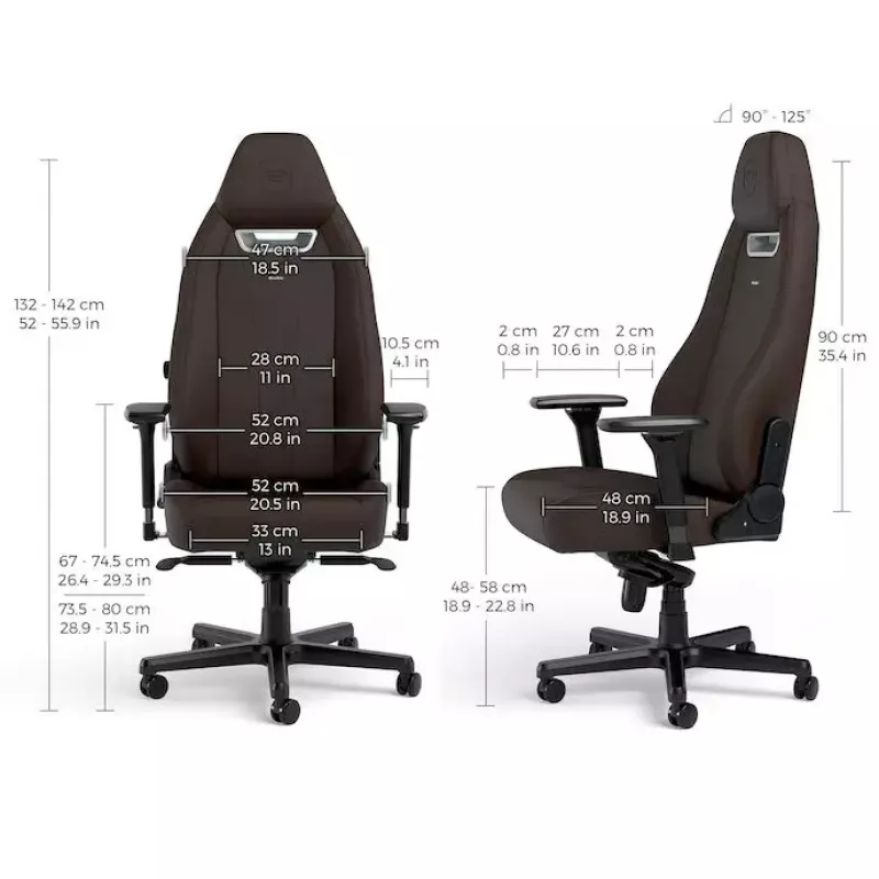 Gaming kėdė noblechairs LEGEND — paminkštinta sėdynė, ruda, 520 mm plotis, 132–142 cm aukštis, 150 kg max