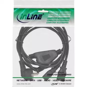 InLine Y formos maitinimo laidas 1x CEE 7/7 kampuotas / 2x 3 kontaktų IEC C13 vyriškas, 1,8 m