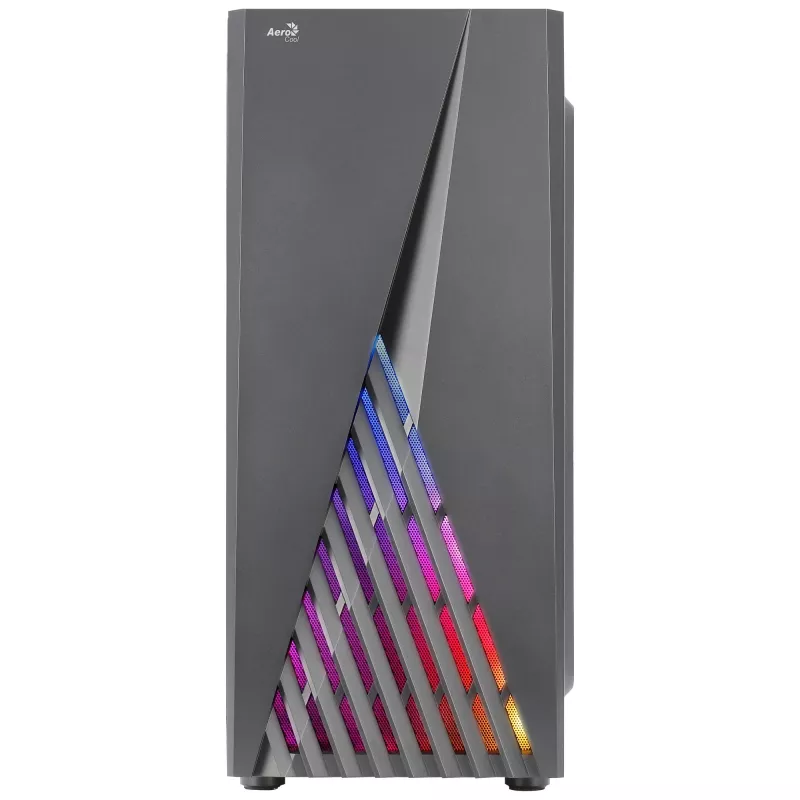 Aerocool DELTABKV1 ATX kompiuterio korpusas RGB priekiu, pilnas šoninis langas, 12cm ventiliatorius, juodas