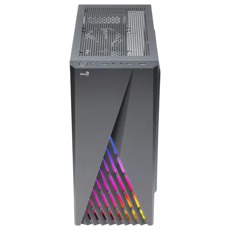 Aerocool DELTABKV1 ATX kompiuterio korpusas RGB priekiu, pilnas šoninis langas, 12cm ventiliatorius, juodas