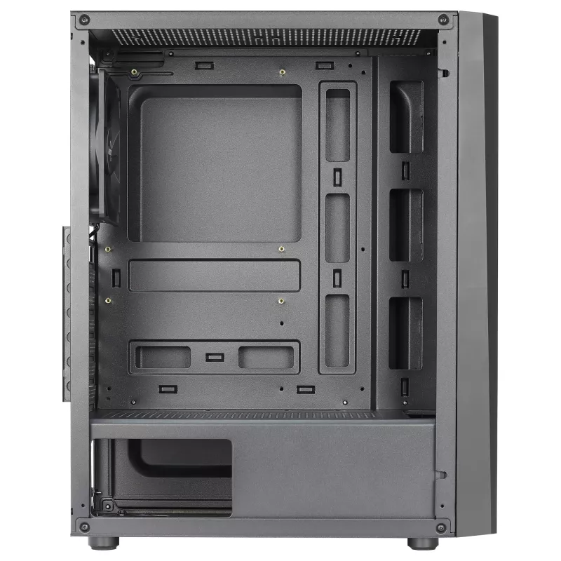 Aerocool DELTABKV1 ATX kompiuterio korpusas RGB priekiu, pilnas šoninis langas, 12cm ventiliatorius, juodas