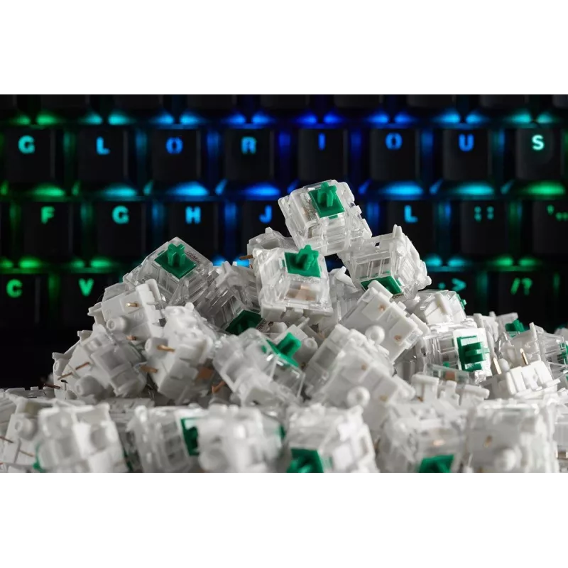 Glorious Gaming Gateron Green Switches – linijiniai tylūs, žali, 120 vnt., Gateron, GMMK