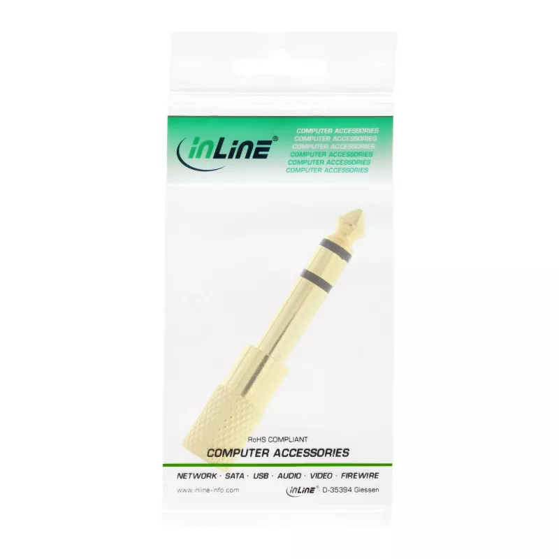 InLine garso adapteris 6,3 mm kištukas / 3,5 mm lizdas stereo, auksuoti kontaktai, metalinis korpusas