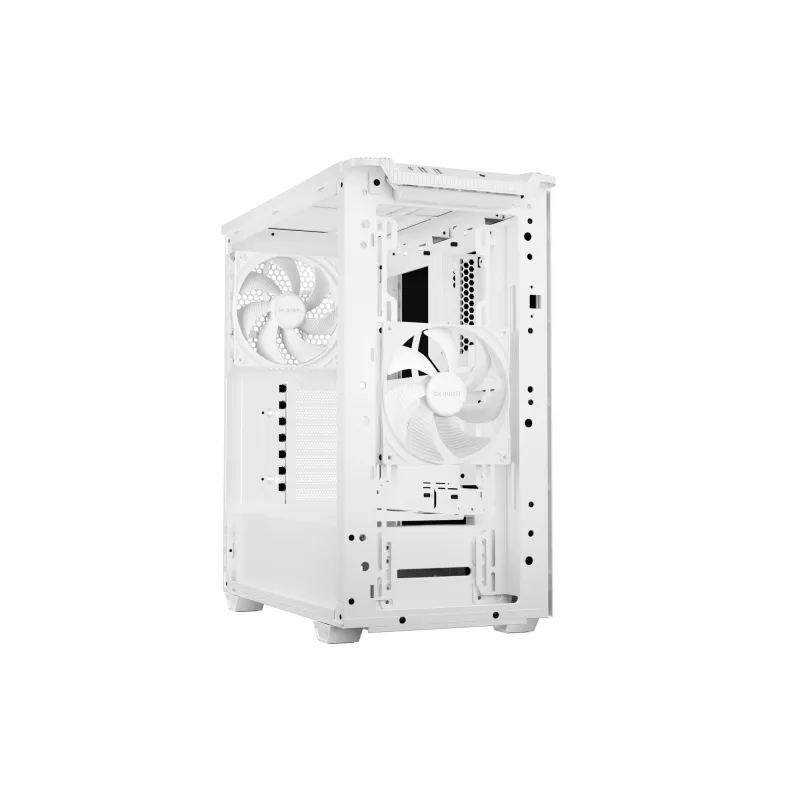 Korpusas be quiet! PURE BASE 501 Airflow Midi Tower Baltas — ATX, 3×140mm priekyje, 1×140mm gale, 5×2,5 colio, 2×3,5 colio, USB‑C, PWM palaikymas