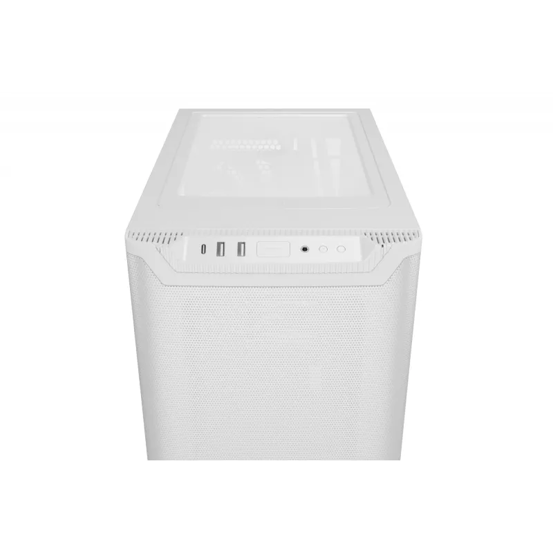 Korpusas be quiet! PURE BASE 501 Airflow Midi Tower Baltas — ATX, 3×140mm priekyje, 1×140mm gale, 5×2,5 colio, 2×3,5 colio, USB‑C, PWM palaikymas