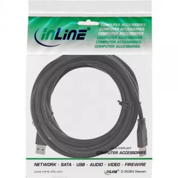 InLine USB 3.2 Gen.1 laidas Type A kištukas / A kištukas, juodas, 5 m