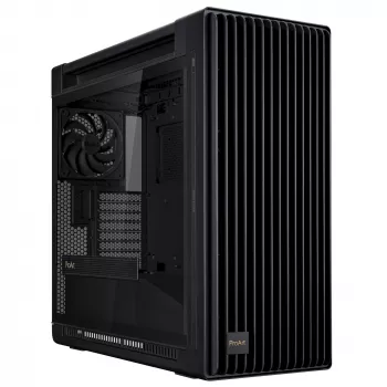 PC korpusas ASUS ProArt PA602 Midi Tower Juodas — ATX/EATX, grūdintas stiklas, 2x200mm priekiniai ventiliatoriai, 360mm viršutinis radiatorius, GPU iki 450mm
