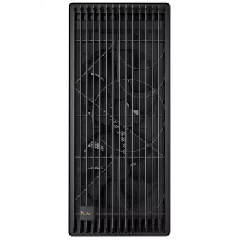 PC korpusas ASUS ProArt PA602 Midi Tower Juodas — ATX/EATX, grūdintas stiklas, 2x200mm priekiniai ventiliatoriai, 360mm viršutinis radiatorius, GPU iki 450mm