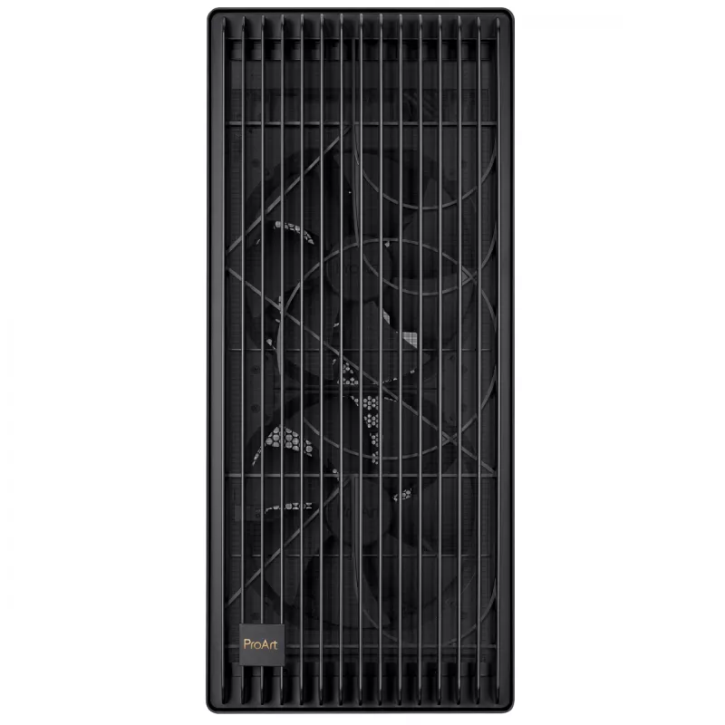 PC korpusas ASUS ProArt PA602 Midi Tower Juodas — ATX/EATX, grūdintas stiklas, 2x200mm priekiniai ventiliatoriai, 360mm viršutinis radiatorius, GPU iki 450mm