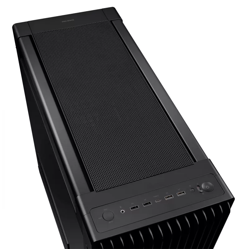 PC korpusas ASUS ProArt PA602 Midi Tower Juodas — ATX/EATX, grūdintas stiklas, 2x200mm priekiniai ventiliatoriai, 360mm viršutinis radiatorius, GPU iki 450mm