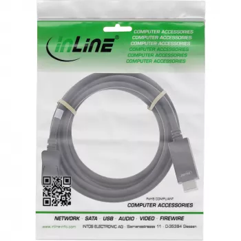 InLine DisplayPort į HDMI keitiklio laidas, 4K/60Hz, juodas, 3 m