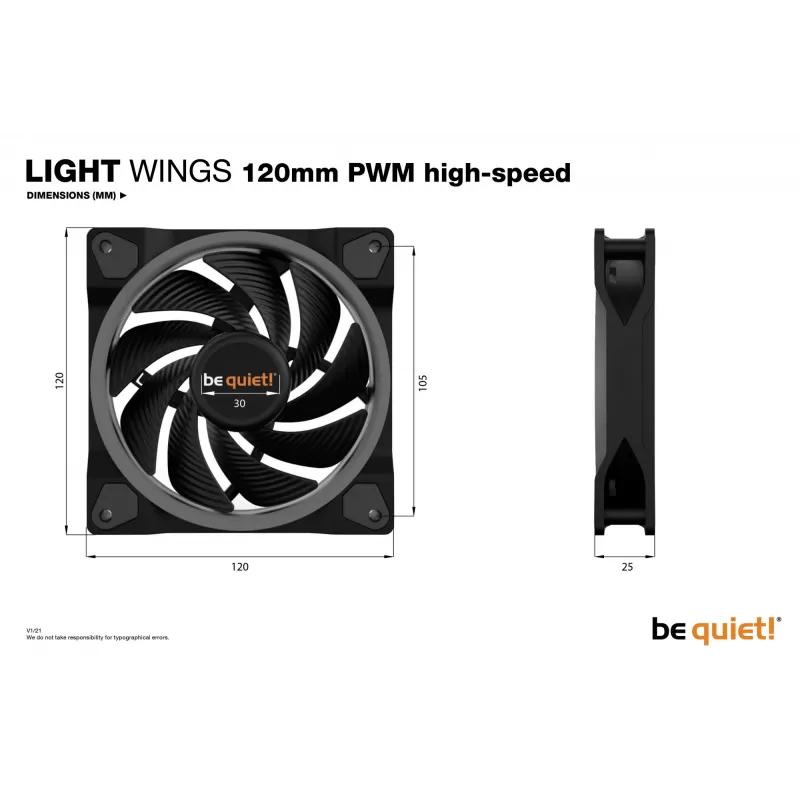 be quiet! Light Wings 120mm ARGB PWM High Speed ventiliatorius juodas