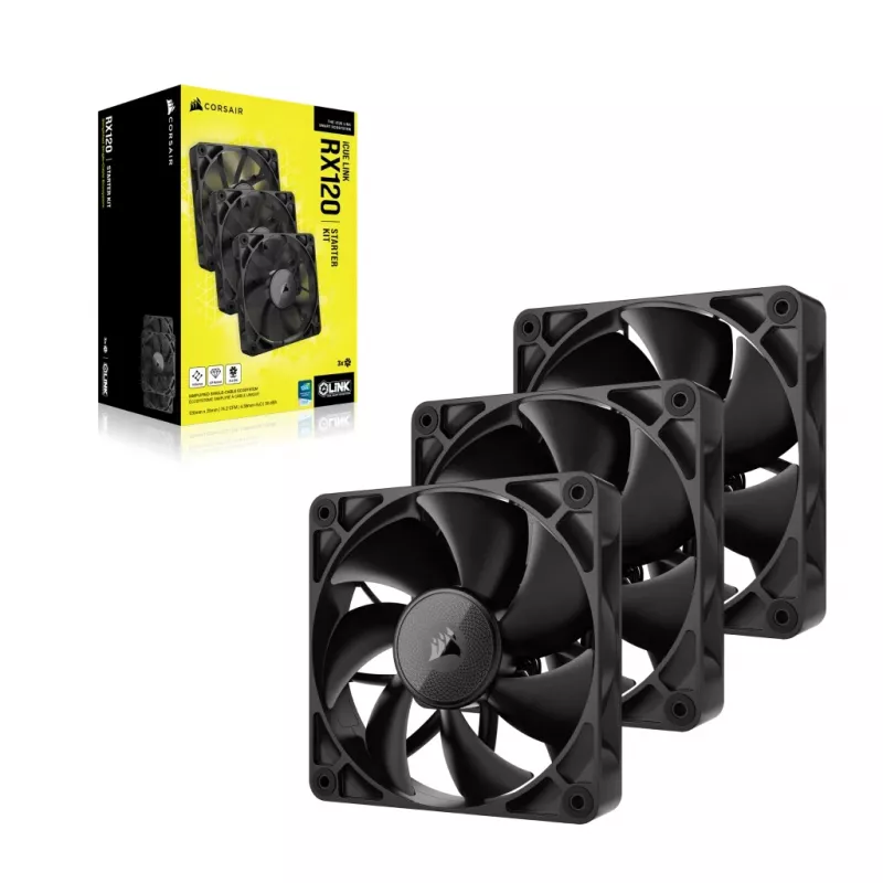 CORSAIR iCUE LINK RX120 120mm ventiliatoriaus rinkinys (3 vnt.)