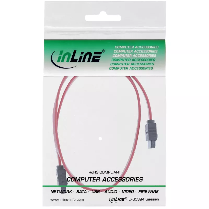 InLine SATA 6Gb/s kabelis su fiksatoriais 0,5 m